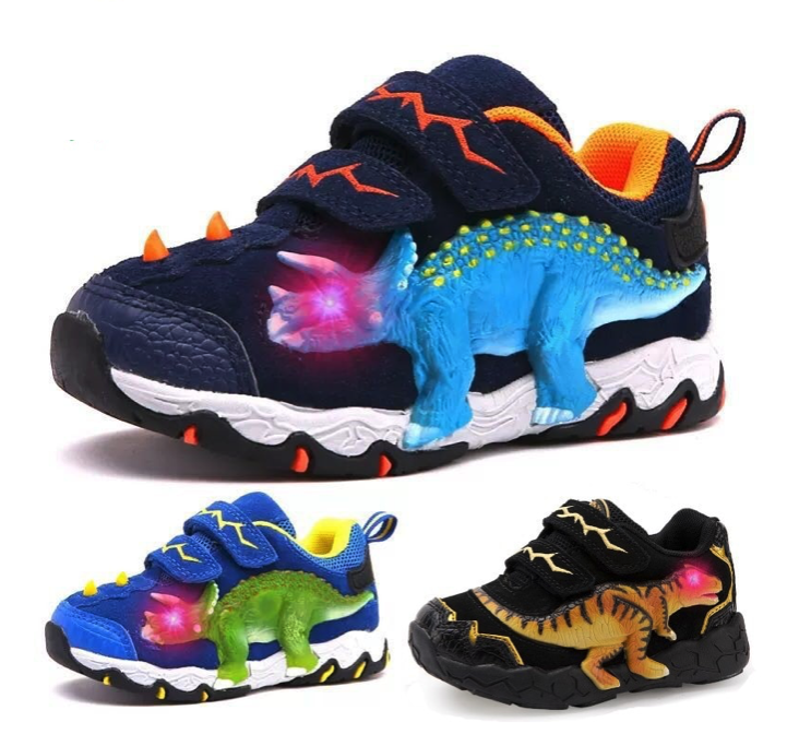 3 10 Years Old Boys Dinosaur LED Glowing Sneakers Shoes 16 Colors 