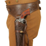 44 45 Cal Western Gun Belt And Holster LH Draw Chocolate Brown