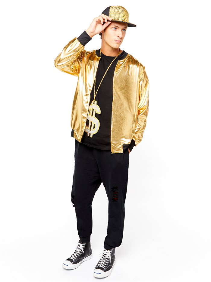 90 s Hip Hop Gold Jacket Adult Costume Party Delights