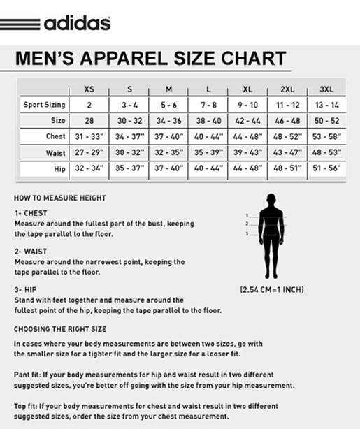 Adidas Men's Apparel Size Chart - Size-Chart.net