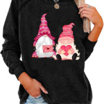 Amazon Pink Gnome Valentine Day Crew Neck Long Sleeve Tee Shirts