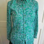 Banana Republic Blouse Green With Blue And White Floral Size XS EBay