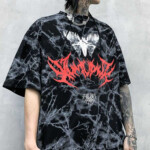 Bat Print T Shirt Grunge Clothing Store