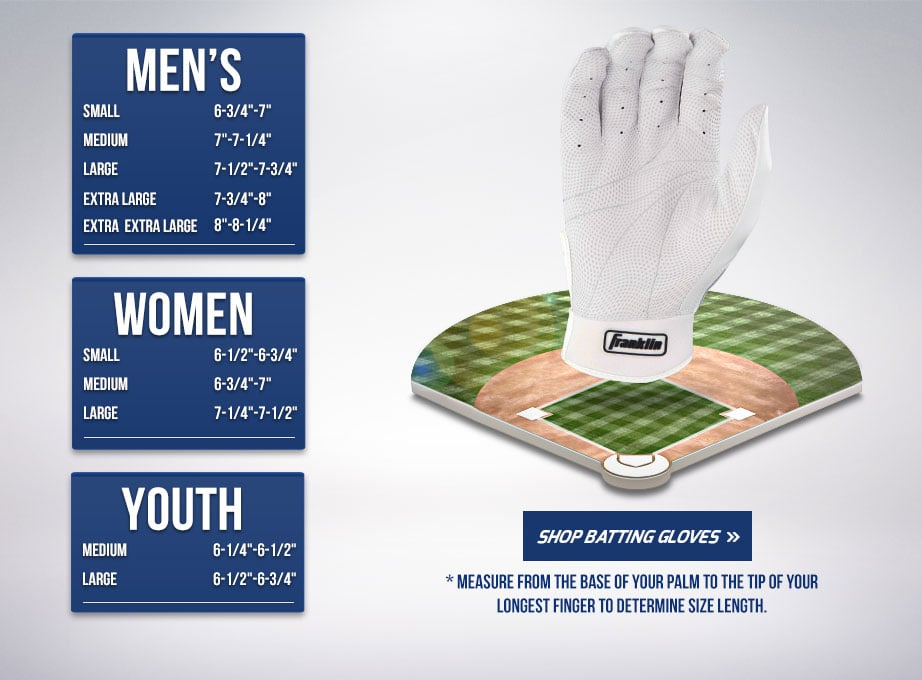 Batting Glove Hand Size Chart Franklin Sports