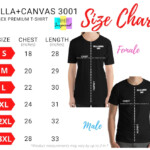 Bella Canvas 3001 Black Unisex T Shirt Size Chart Inches cm Etsy