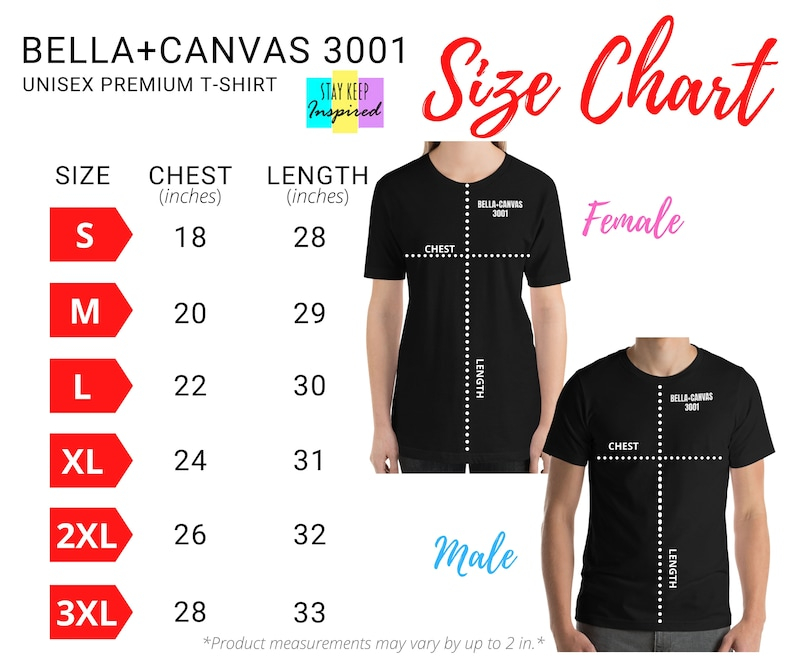 Bella Canvas Women's Shirt Size Chart - Size-Chart.net