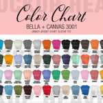 Bella Canvas 3001 Mockup Size Chart Color Chart Red Etsy