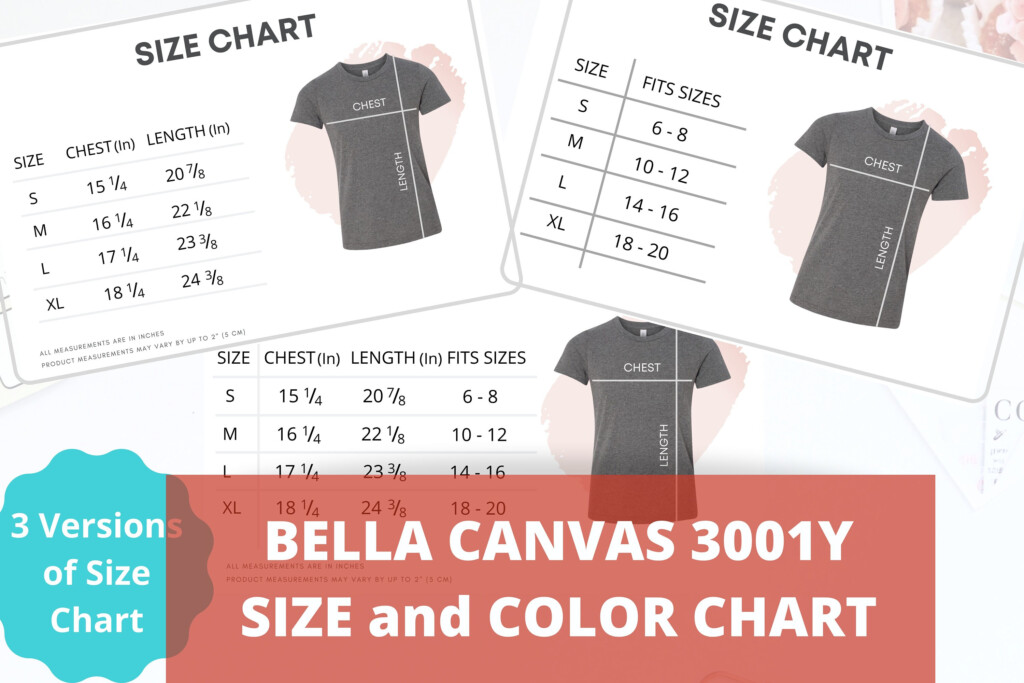 Bella Canvas 3001Y Size Chart Youth Unisex Jersey T shirt Etsy