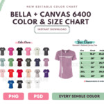 Bella Canvas 6400 Color Chart Digital File Color And Size Etsy