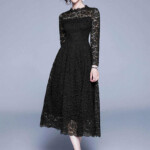 Black Lace Long Sleeve Maxi Dress Fancylooks