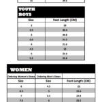 Boombah Footwear Sizing Chart