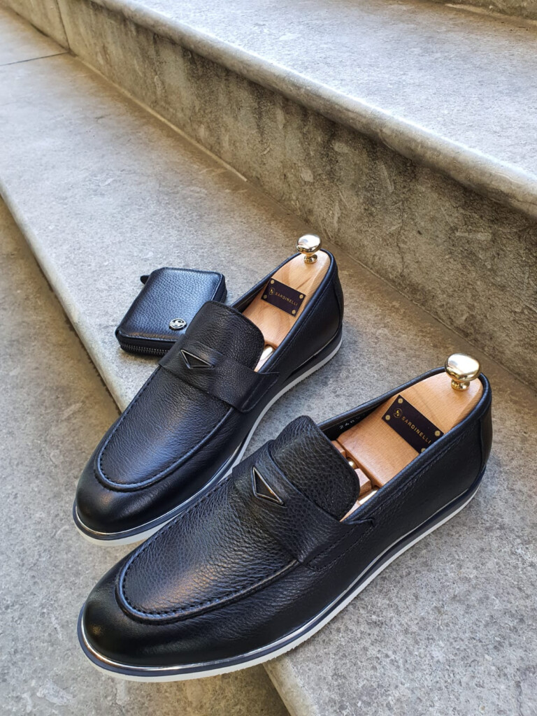 Buy Black Penny Loafers By Sardinelli Free Worldwide Shipping