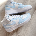 Custom Air Force 1 Mid Baby Blue THE CUSTOM MOVEMENT Jordan Shoes