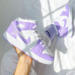 Custom Air Force 1 Mid Nike Lilac Color Sneakers Fashion Jordan