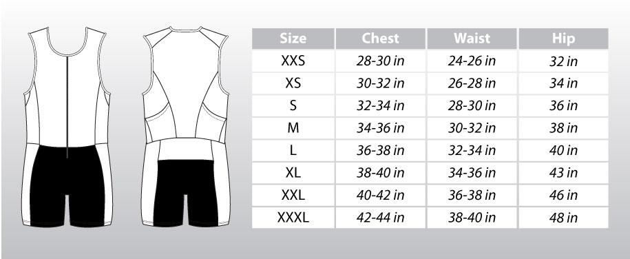 Custom Triathlon Gear By ATAC Sportswear Size Chart