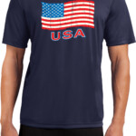 Distressed USA Flag Mens Moisture Wicking Shirt Distressed USA Flag