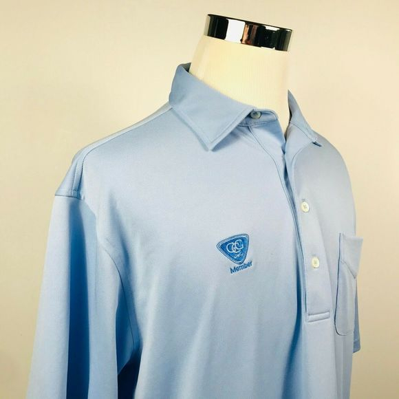 Donald Ross Shirts Donald Ross Mens Large Golf Polo Shirt Light Blue 