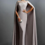 Elegant Cape Sleeveless Fishtail Evening Dress Fancylooks