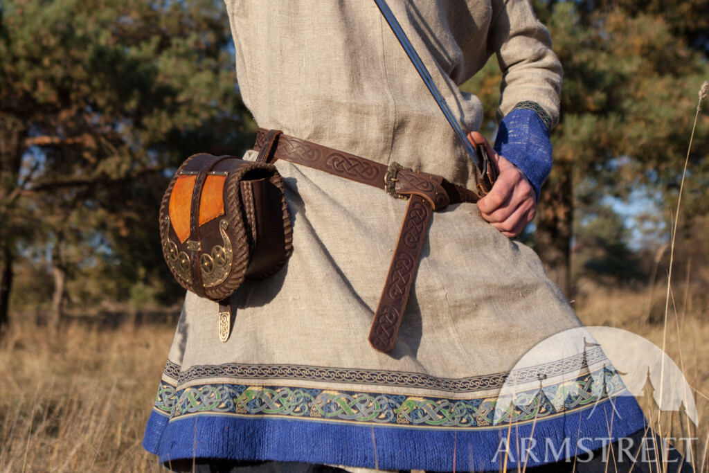 Embossed Viking s Leather Belt Available In Brown Leather Black 