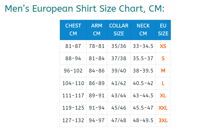 German Army Shirt Size Conversion Chart - Size-Chart.net