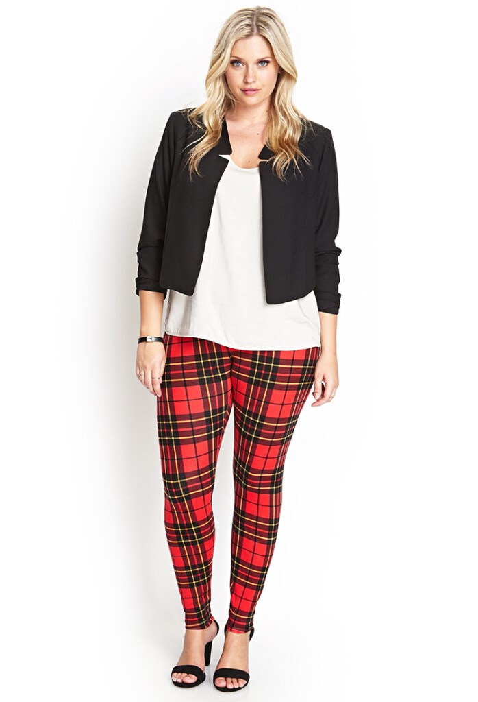 Forever 21 Tartan Plaid Leggings In Red Lyst