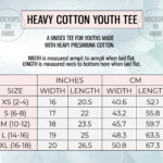 Gildan 5000B Unisex Heavy Cotton Youth Tee XS XL Size Chart Etsy