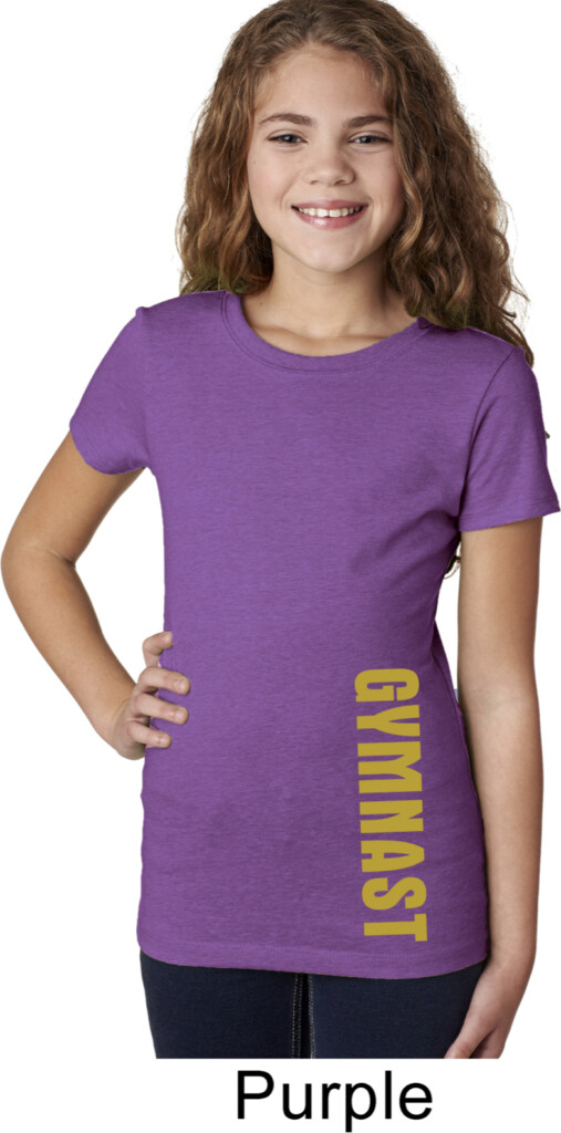 Girls Gymnastics Shirt Gold Shimmer Gymnast Bottom Print Tee T Shirt 