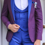 Hd102 Men Wedding Suits 2020 Blue Purple Latest Coat Pant Designs Suit