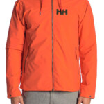 Helly Hansen Synthetic Front Zip Hooded Rain Jacket In Orange For Men