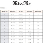 How To Tell What Size You Are In Miss Me s Miss Me Size Chart Miss