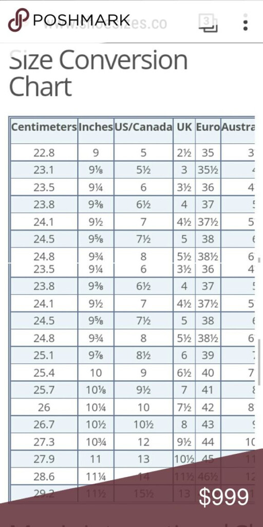 International Shoe Sizes Conversion Chart Shoe Size Conversion 