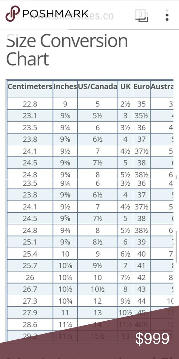 International Shoe Sizes Conversion Chart Shoe Size Conversion