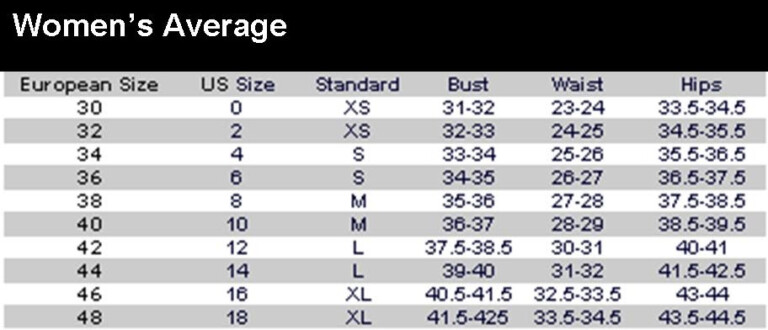 Size Chart European To Us Pants