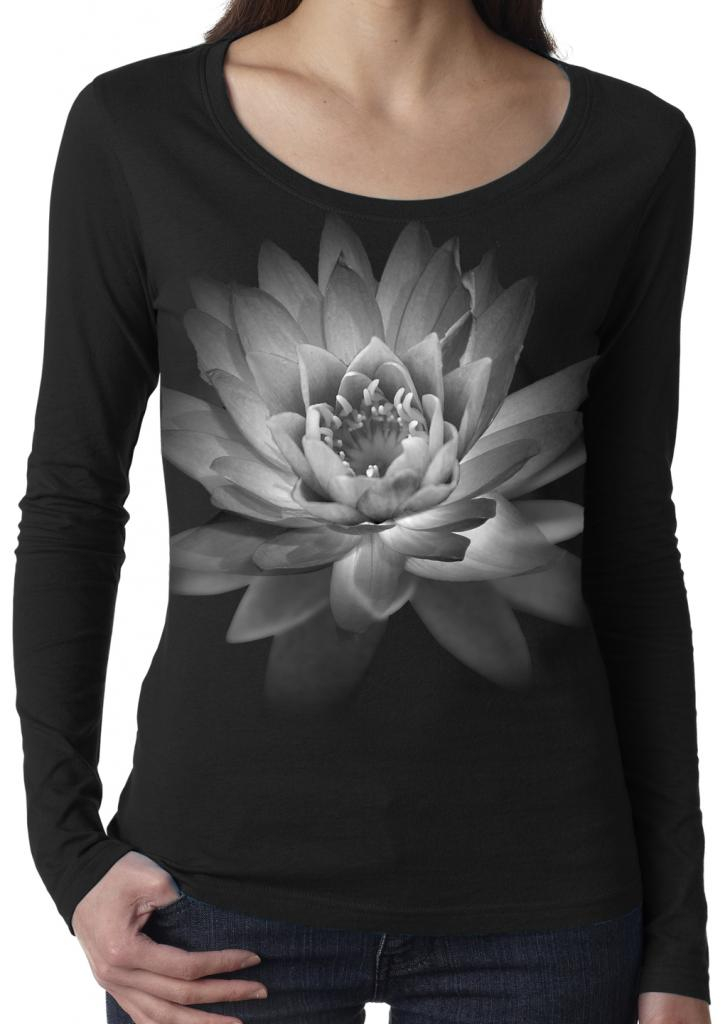 Ladies Long Sleeve Yoga Shirt Pretty Lotus Flower Ladies Lotus