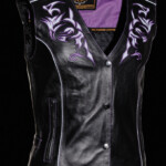 Ladies Motorcycle Leather Vest 4 POCKETS VEST SIDE SNAP Extreme Biker