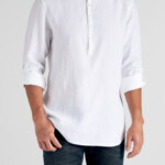 Linen Men Roll Up Sleeve Shirt