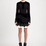 Lyst Alexander Mcqueen Stud Collar Velvet Crepe Dress In Black