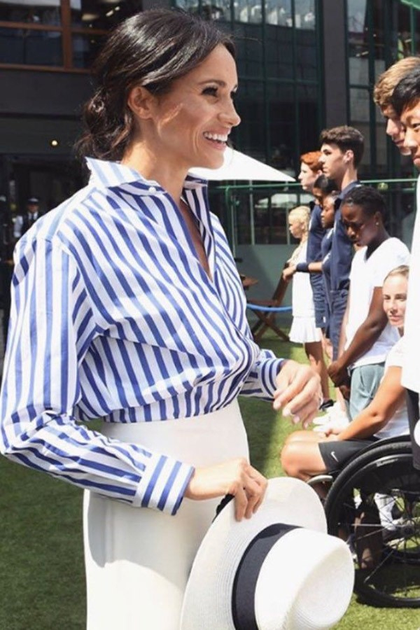 Meghan Markle Blue And White Striped Shirt Wimbledon 2018 