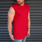 Men s Basic Sleeveless T Shirt In Red