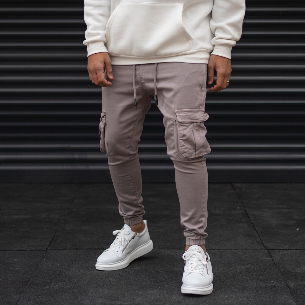 Men s Cargo Joggers With Pockets In Gray