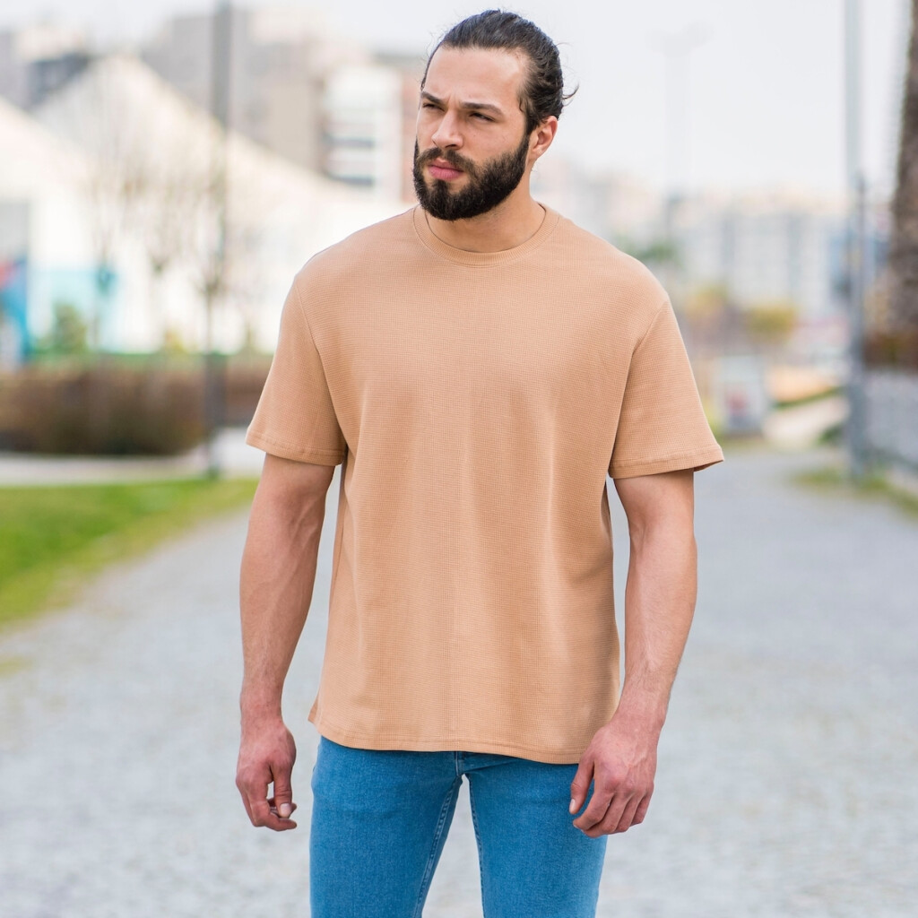 Men s Dotwork Oversize T Shirt In Beige