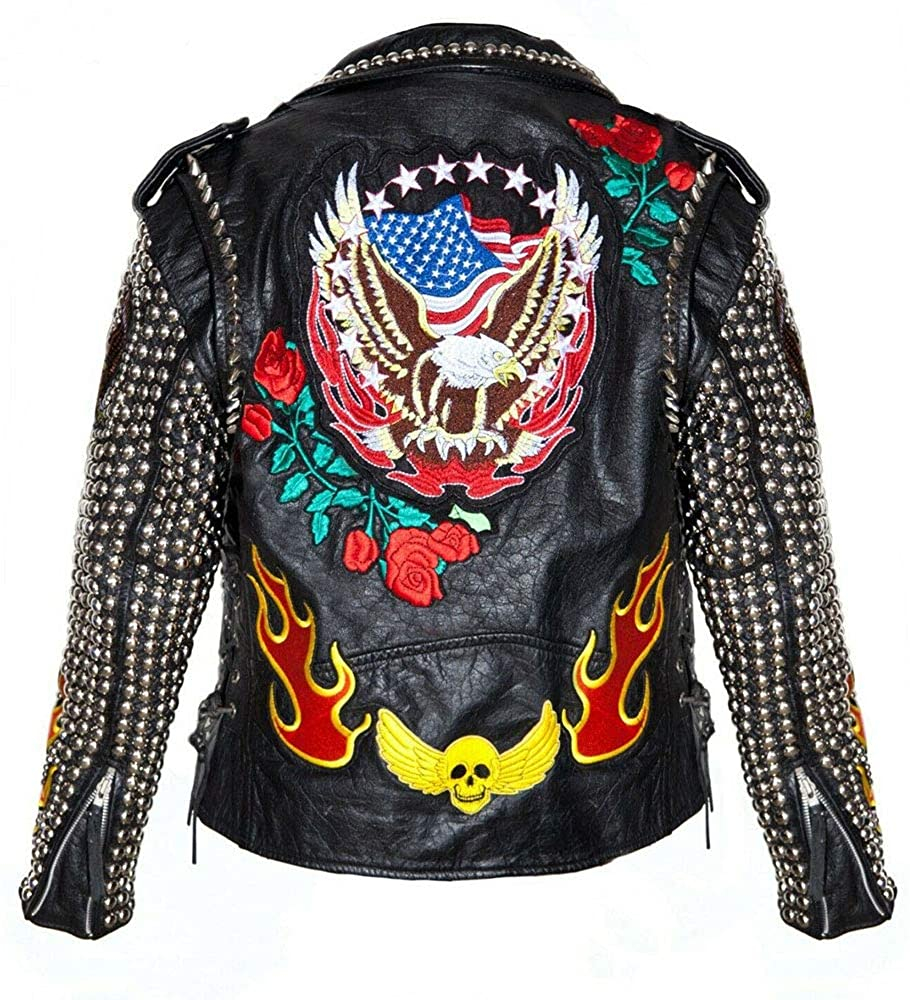 Men s Men s Rose American Eagle Full Silver Studded Unique Patches 