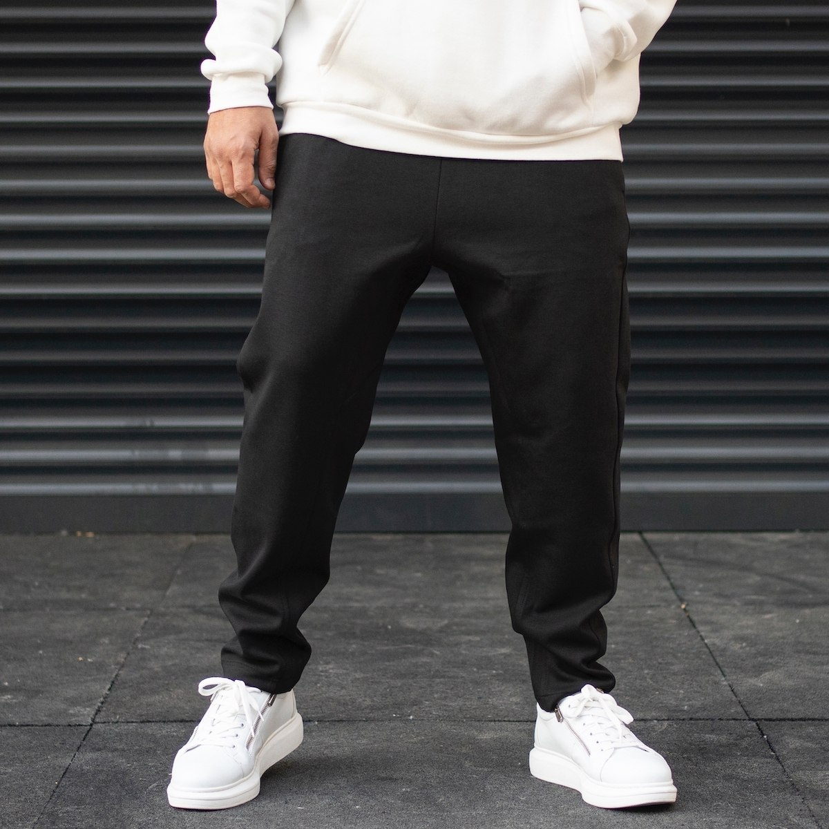 Men s Oversize Loose Fit Basic Sweatpants With Thick Texture In Black