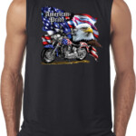 Mens Biker Shirt American Pride Motorcycle Sleeveless Tee T Shirt