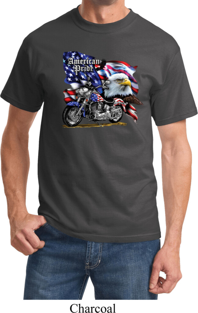 Mens Biker Shirt American Pride Motorcycle Tee T Shirt American Pride 