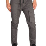 Mens Chino Cargo Pants Casual Trousers Cotton Twill Slim Fit Dark Grey