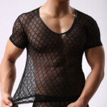 Mens Sexy Fishnet See Thru Gay Shirt Shirt Bodyforming Muscle Boys