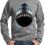 Mens Shark Sweatshirt Big Shark Face Sweat Shirt Big Shark Face Mens