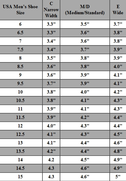 Mens Shoe Size Chart For Your Reference 101 Printable