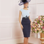 Navy Blue Knee length Mother Of The Bride Dress With Chiffon Jacket Wps 250